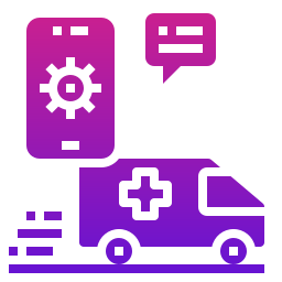 Icon of a smartphone with sparkle symbols and a light orange glow behind it